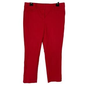 Loft Marisa Riviera Pants Womens 8 Red Cotton Stretch High-Rise Straight Leg